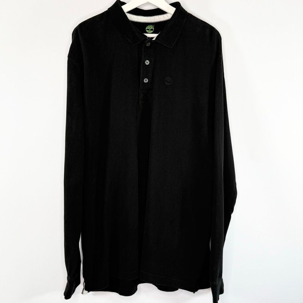 Timberland Soft Cotton Black Polo Long Sleeve Shirt - US Men’s XXL